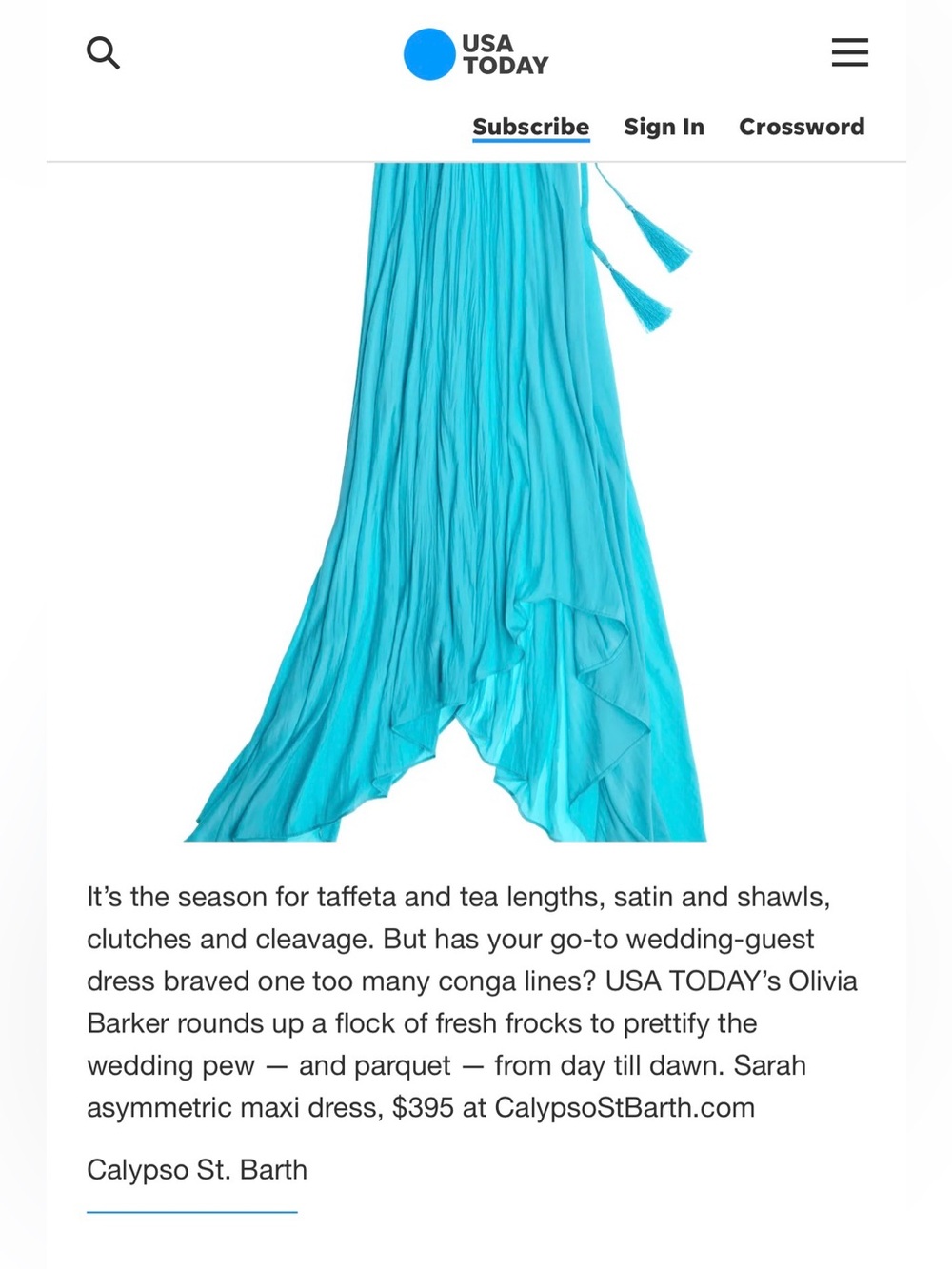Calypso St. Barth Turquoise High-Low Halter Dress featured on USA Today - Picture 5 of 7